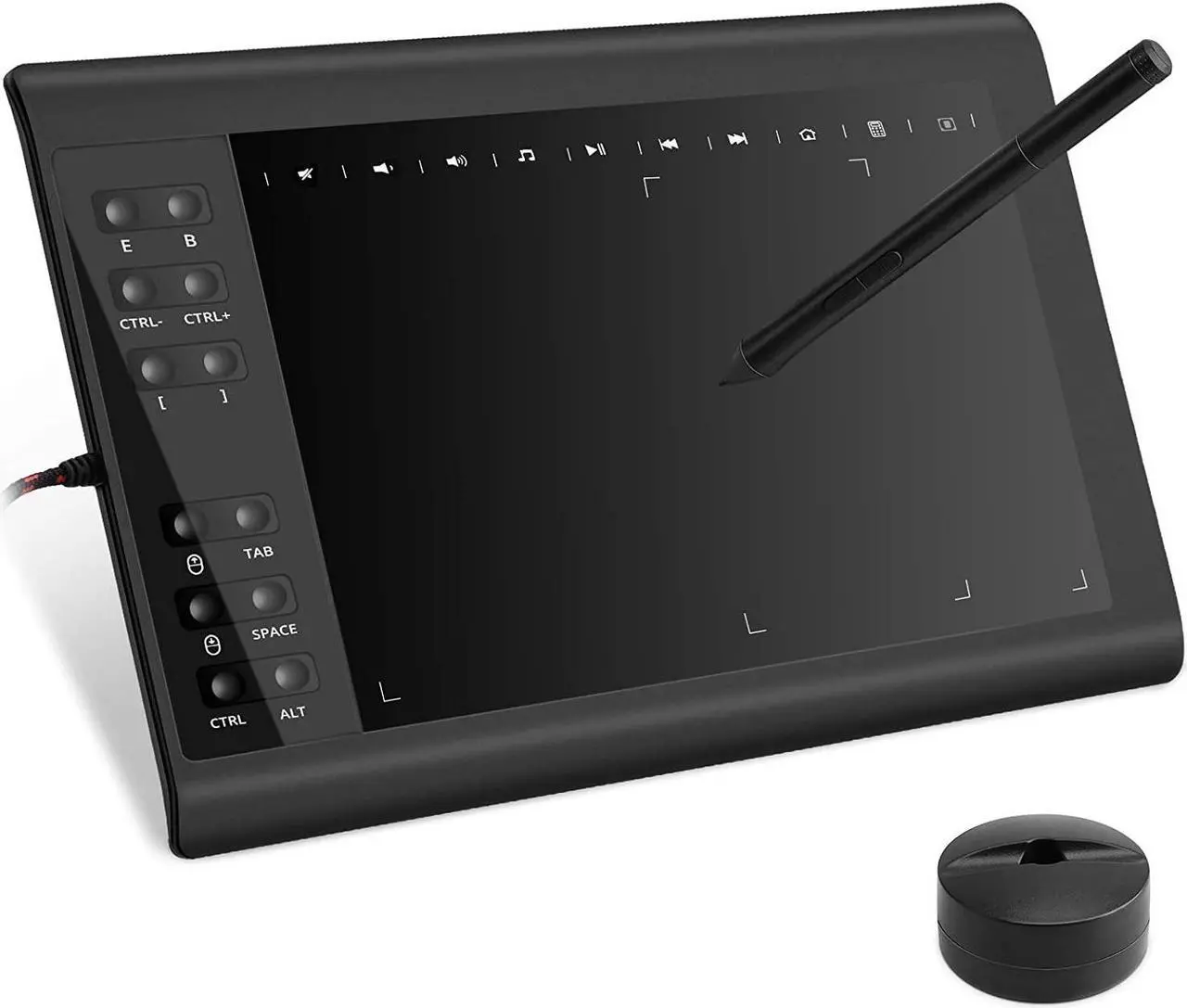 Main image of 10moons 10x6 Inch Graphics Drawing Tablet Android Support with Battery-Free Stylus and 8192 Pressure Sensitivity for Digital Art Works, Drawing, Sketch, Design, Paint - Black