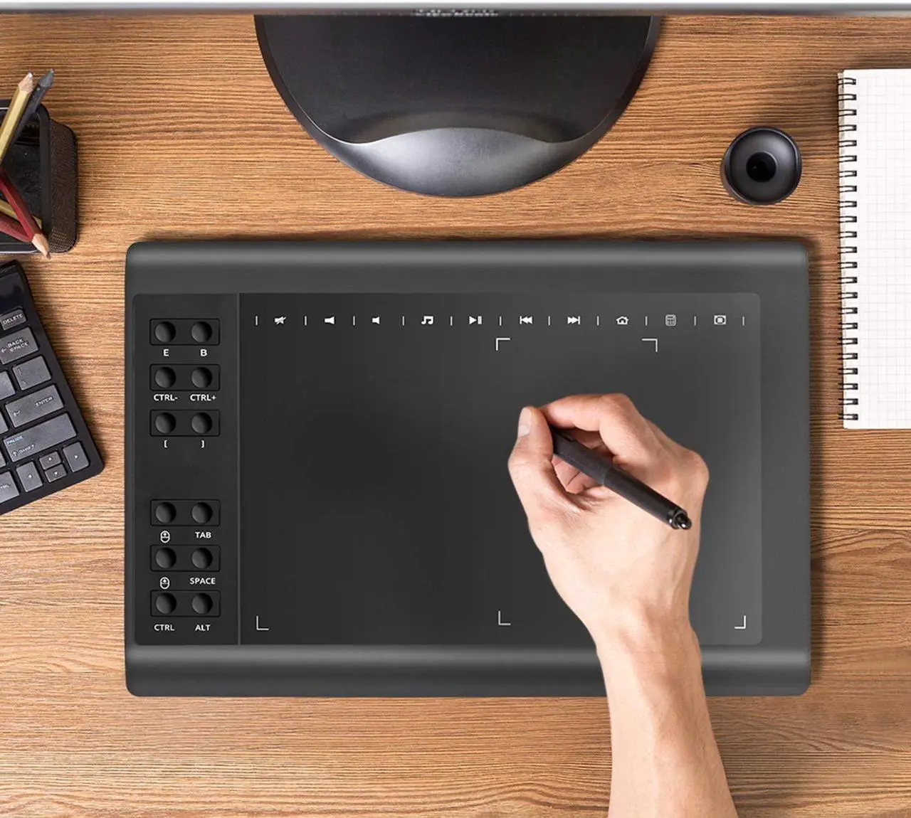 Alt view image 6 of 7 - 10moons 10x6 Inch Graphics Drawing Tablet Android Support with Battery-Free Stylus and 8192 Pressure Sensitivity for Digital Art Works, Drawing, Sketch, Design, Paint - Black