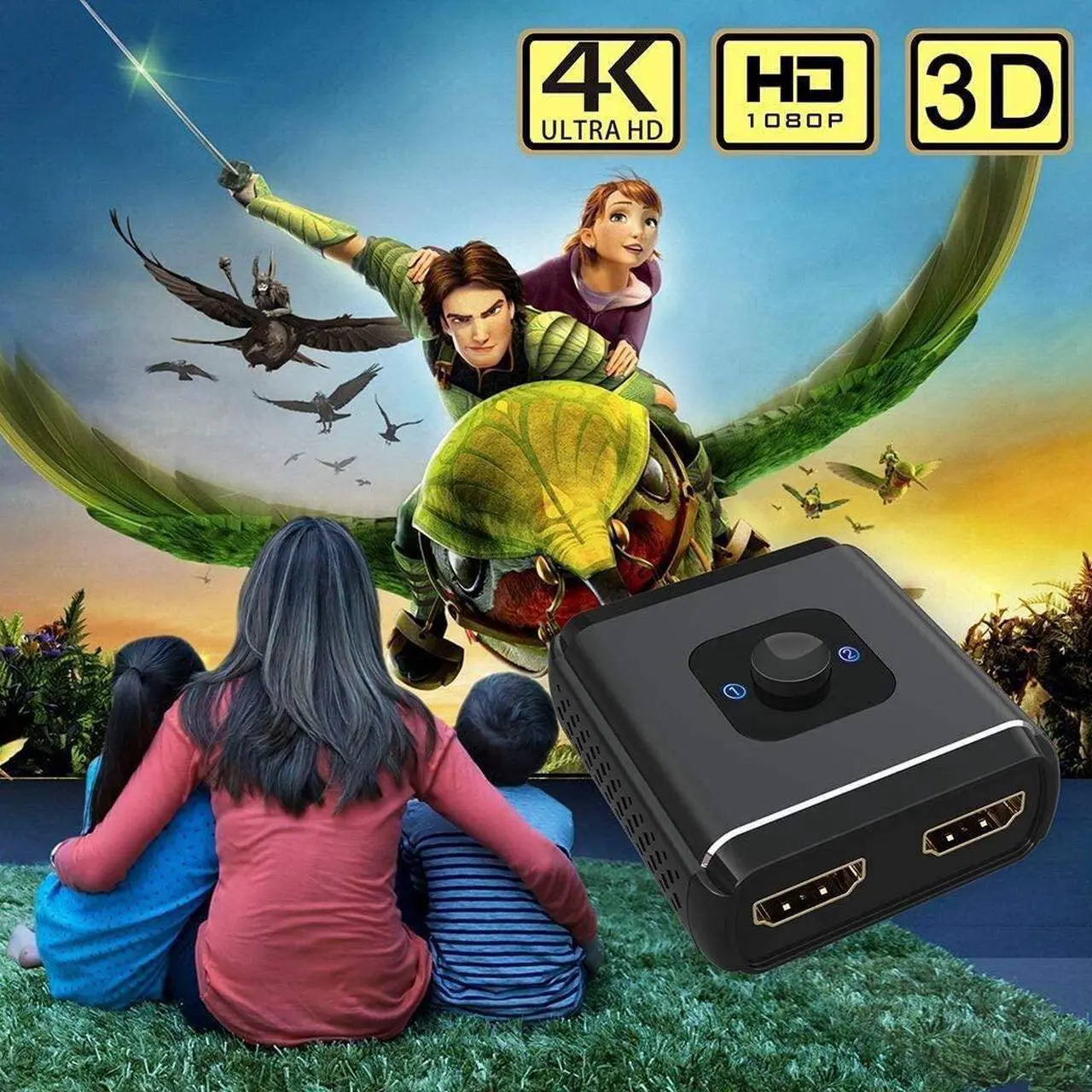 Alt view image 5 of 6 - HDMI Splitter 4K @60Hz HDMI Switch, Aluminum Bidirectional HDMI Switcher,HDMI Splitter 1 in 2 Out or 2 in 1 Out, Manual HDMI Hub Supports 4K 3D 1080P for HDTV Blu-Ray-Player FireStick Xbox