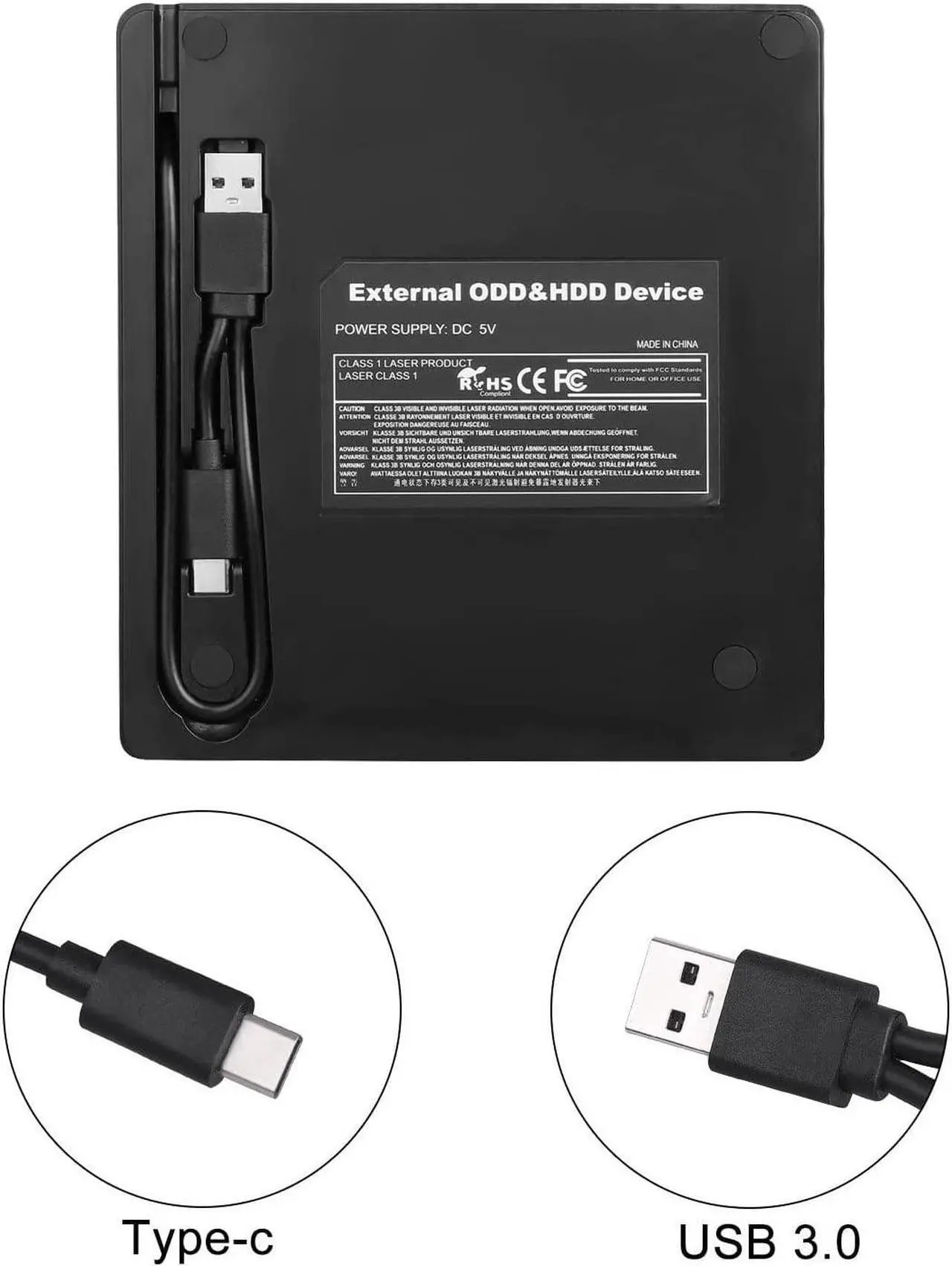 Alt view image 7 of 7 - External CD DVD Drive, USB 3.0 & Type-C CD-RW DVD-R Combo DVD Burner with SD/TF Slot, 2x USB 2.0 Port CD/DVD Drive for PC Laptop Computer Mac Windows 10/8/7