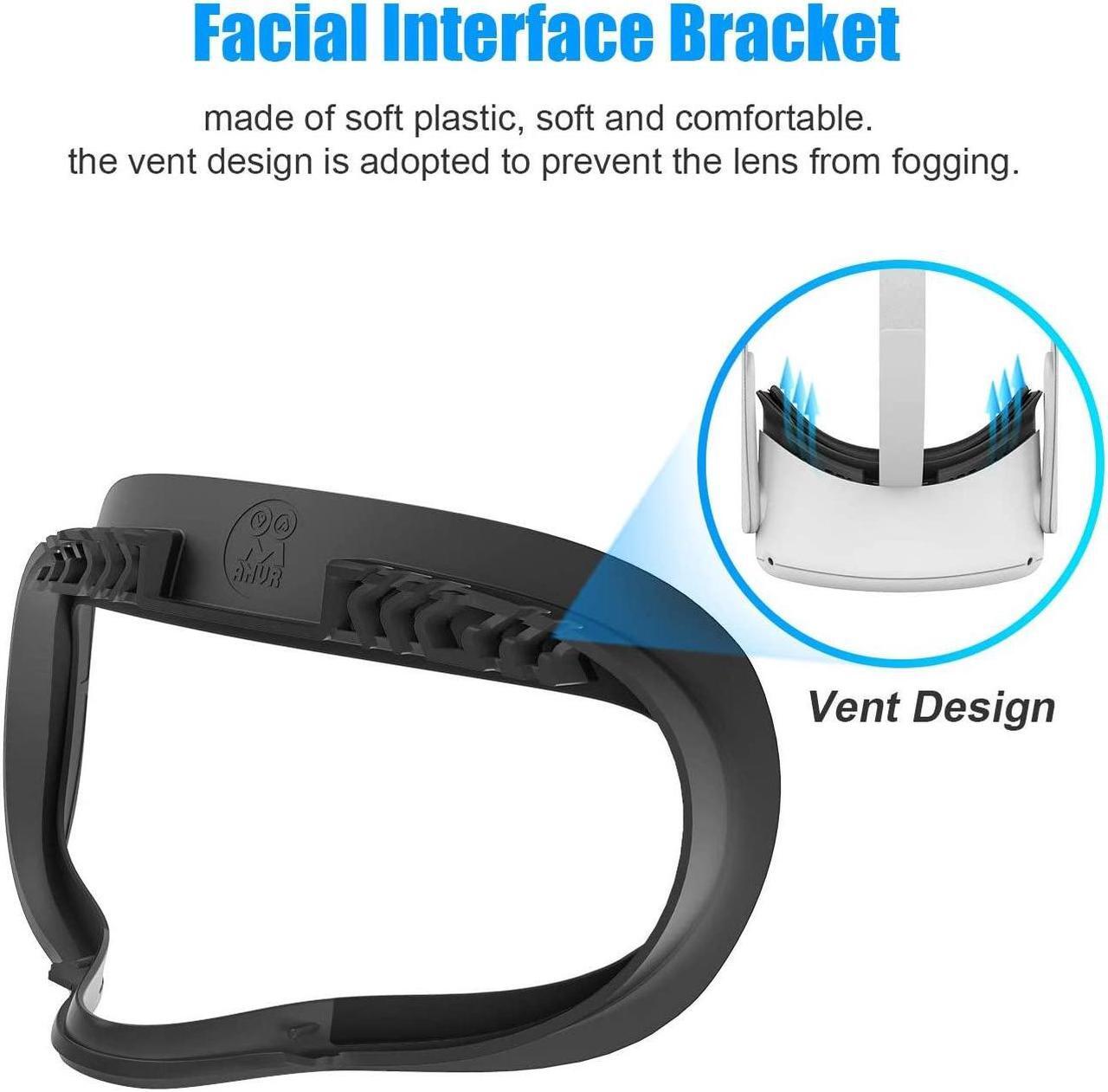 Alt view image 3 of 7 - Resilient VR Facial Vent Soft Interface Bracket & Anti-Leakage Light PU Leather Foam Face Cover Replacement Pad Custom Comfort Accessories 7-Piece Set for Oculus Quest 2 (7-in-1)