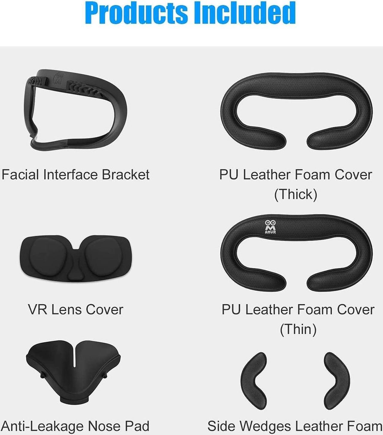Alt view image 7 of 7 - Resilient VR Facial Vent Soft Interface Bracket & Anti-Leakage Light PU Leather Foam Face Cover Replacement Pad Custom Comfort Accessories 7-Piece Set for Oculus Quest 2 (7-in-1)