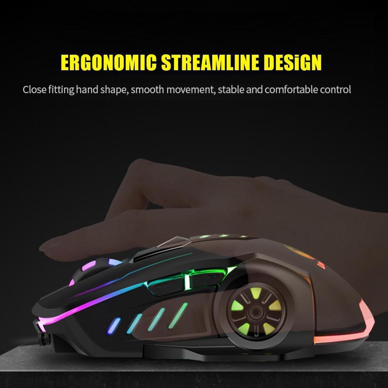 Alt view image 5 of 7 - 3600dpi USB Wired Gaming Mouse, 6 Buttons LED Backlit E-sports Gaming Mice, 6D Colorful LED Light Glowing Mouse for Laptop PC Computer Gamer