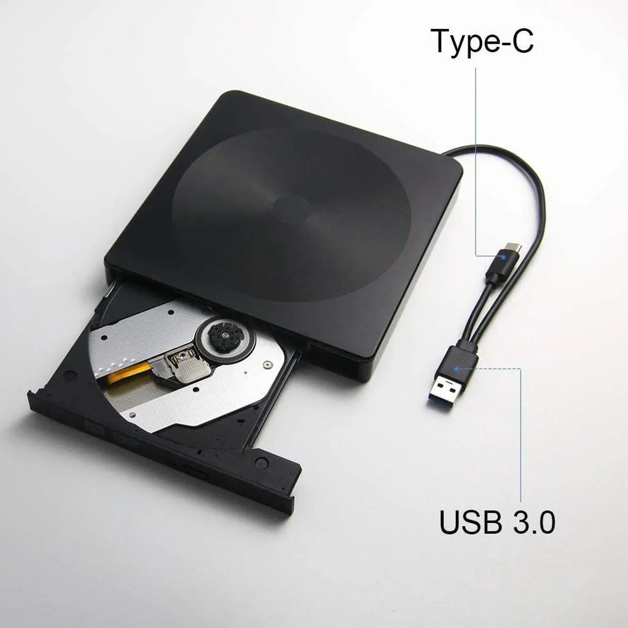 Alt view image 6 of 7 - External DVD CD drive with USB 3.0 and Type-C, TeamTech Portable DVD CD Burner, Plug & Play Superdrive for laptop, desktop, Mac, MacBook, Windows 10/8/7 / XP and Linux (Color: Black)