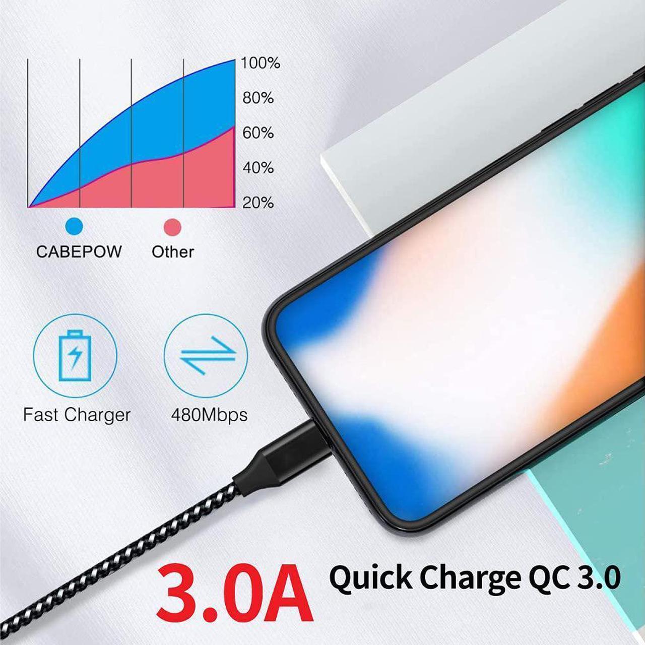 Alt view image 3 of 7 - (3 Pack) USB C Cable 3.3ft/1M, Nylon Braided USB Type C Cable 3A Fast Charging USB-A to USB-C Metal Cord Data Sync Charger Cables for Galaxy Note Pixel PS5 Controller Switch Powerbank, 1m, Black