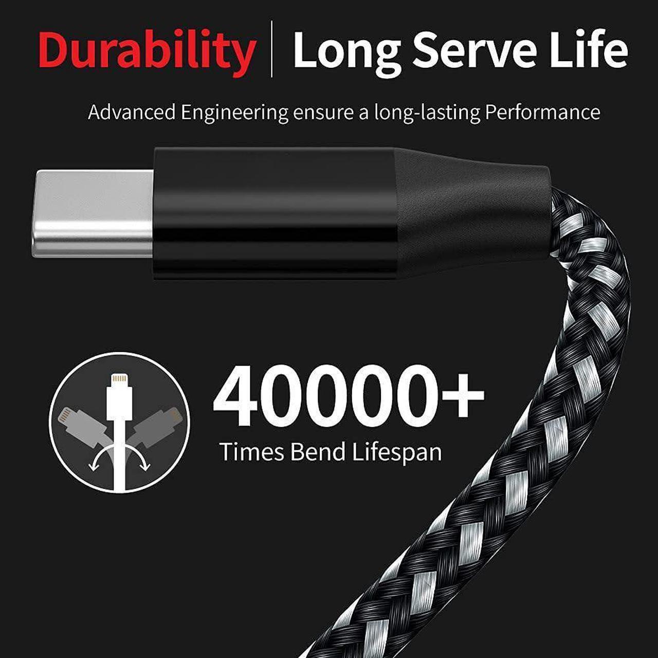 Alt view image 6 of 7 - (3 Pack) USB C Cable 3.3ft/1M, Nylon Braided USB Type C Cable 3A Fast Charging USB-A to USB-C Metal Cord Data Sync Charger Cables for Galaxy Note Pixel PS5 Controller Switch Powerbank, 1m, Black