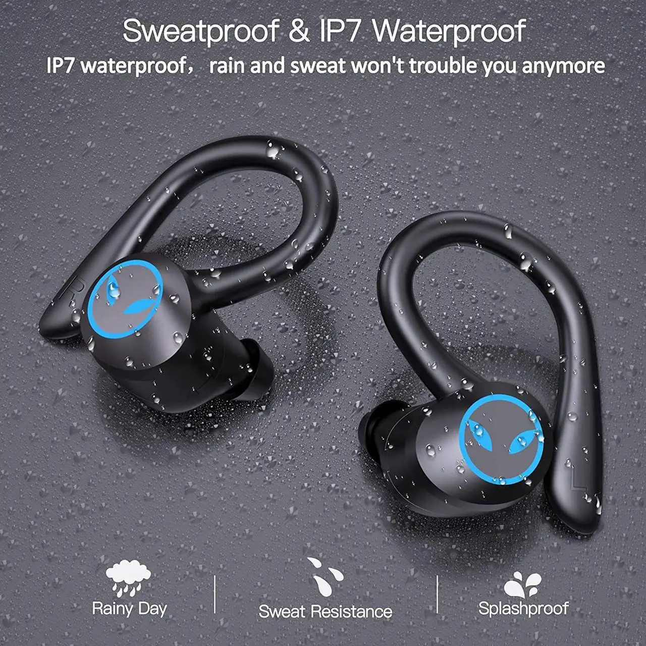 Alt view image 5 of 7 - Ture Wireless Earbuds, Bluetooth 5.1 Sport Headphones with CVC 8.0 Noise Reduction, Deep Stereo Bass, Touch Control, TWS Earphones IP7 Waterproof Bluetooth Headset for Running, Workout, Gym