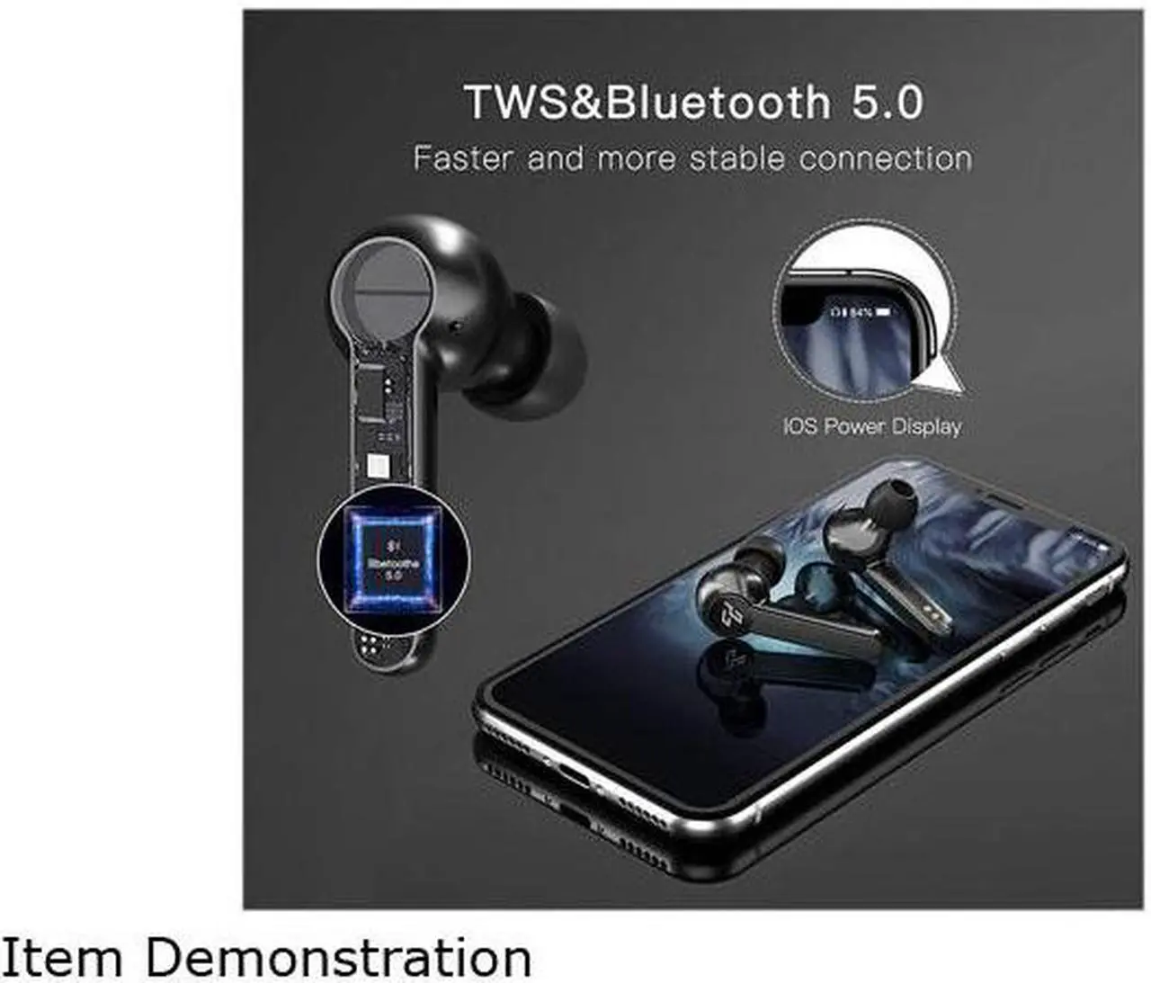 Alt view image 5 of 5 - Wireless Earbuds Bluetooth Headphones with Mic cVc 8.0 Noise Reduction Touch Control Wireless Earphones IPX7 Waterproof Stereo Sound Long Playtime for Running Sport Travel (Black)