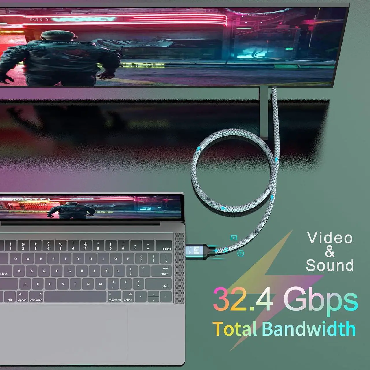 Alt view image 2 of 7 - 8K Displayport Cable 10ft/3M, Bidirectional Steady Transmission DP to DP 1.4 Cable 8K @60Hz,4K@144Hz,2K@240Hz, UHD Nylon Braided Display Port Lead Compatible with Laptop, PC, Gaming Monitor, and More