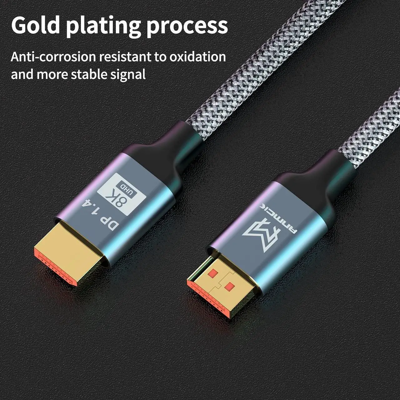 Alt view image 6 of 7 - 8K Displayport Cable 10ft/3M, Bidirectional Steady Transmission DP to DP 1.4 Cable 8K @60Hz,4K@144Hz,2K@240Hz, UHD Nylon Braided Display Port Lead Compatible with Laptop, PC, Gaming Monitor, and More