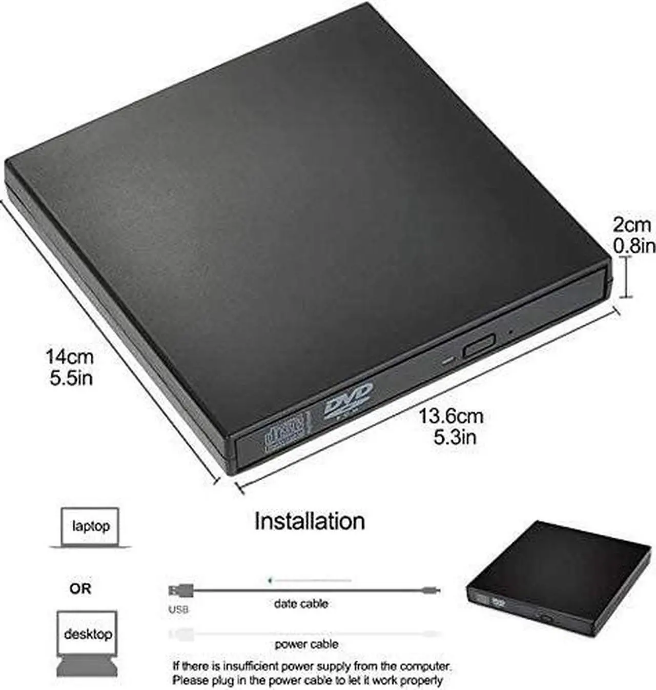 Alt view image 7 of 7 - External CD Drive USB2.0, USB Slim Portable CD-RW DVD-R Combo Burner Player for Laptop, Mac, PC Desktop Computer and Play for Windows 2000 / XP / Vista / Windows 7 Black