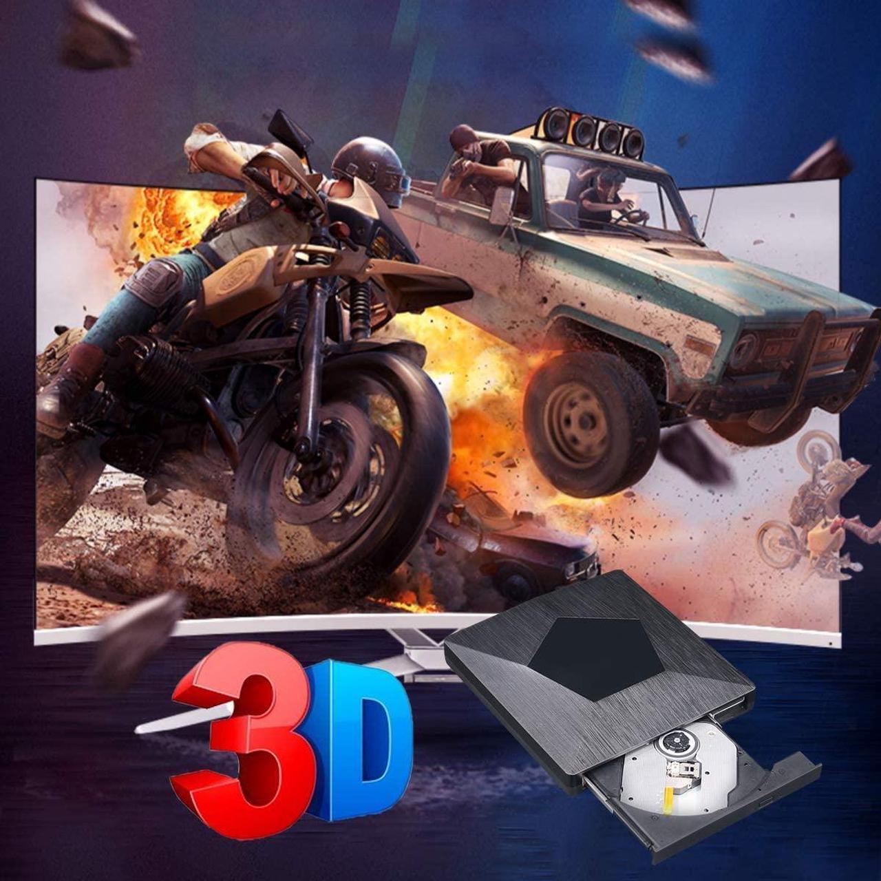 Alt view image 5 of 7 - External Bluray CD/DVD Drive, 3D Blu Ray Burner Reader USB 3.0 and Type-C Blu-Ray Burner Writer Slim BD CD DVD Optical Bluray for Windows XP/7/8/10, MacOS for MacBook, Laptop, Desktop