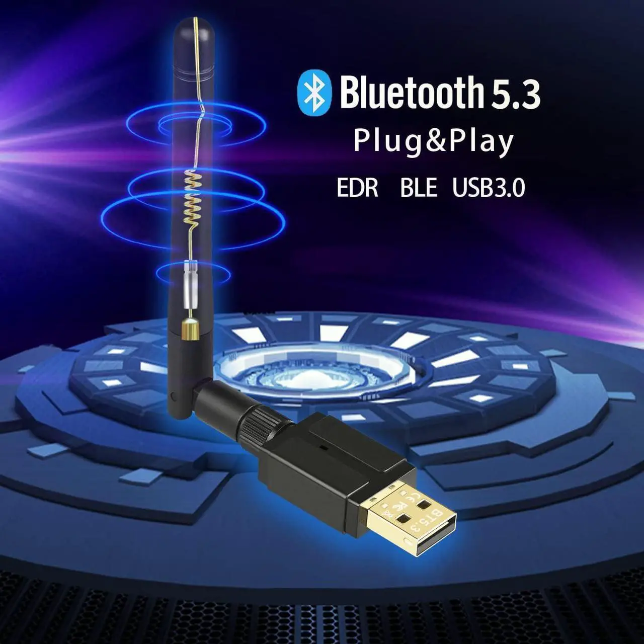 Alt view image 2 of 7 - USB Bluetooth 5.3 Adapter for Desktop PC, Plug&Play Long Range 328FT/100M Class 1 EDR Bluetooth Dongle Receiver for Laptop Computer Connect Speaker Keyboard Headphones Support Windows 11/10/8.1
