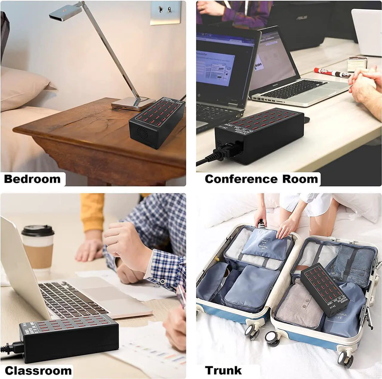 Alt view image 7 of 7 - 24 Ports USB Charging Station, Multiport 100W 24-Port USB Desktop Charging Station USB Charger 24-Ports Element Hub Compatible with iPhone Android All Other USB Enabled Devices