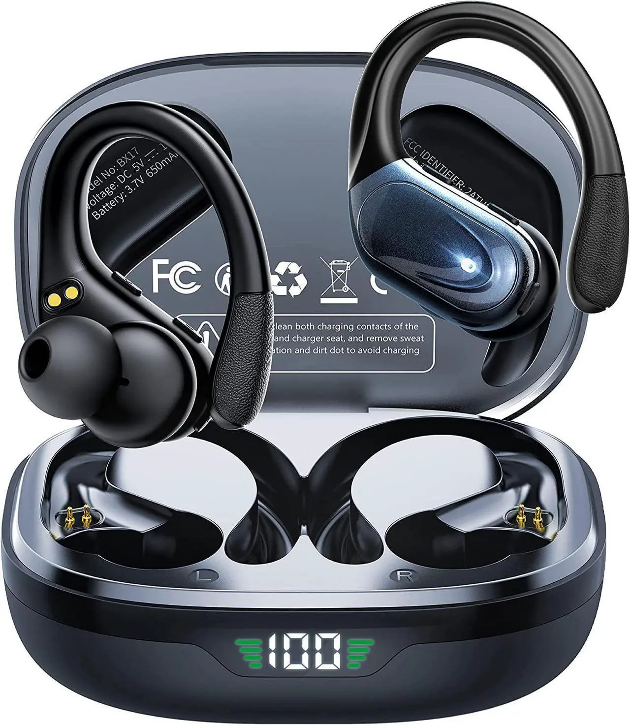 Main image of Ture Wireless Earbuds, in Ear Bluetooth Headphones with Built-in Mic, 75Hrs Playtime Sport Earphones with Digital Display & CVC 8.0, IPX7 Waterproof Over-Ear Headphones for Workout Running Outdoor