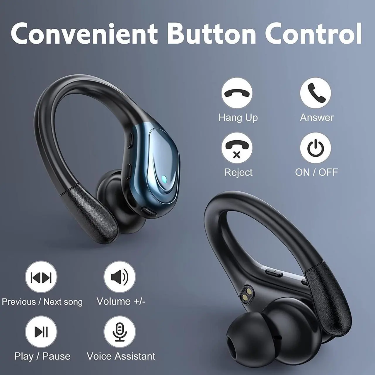 Alt view image 5 of 7 - Ture Wireless Earbuds, in Ear Bluetooth Headphones with Built-in Mic, 75Hrs Playtime Sport Earphones with Digital Display & CVC 8.0, IPX7 Waterproof Over-Ear Headphones for Workout Running Outdoor