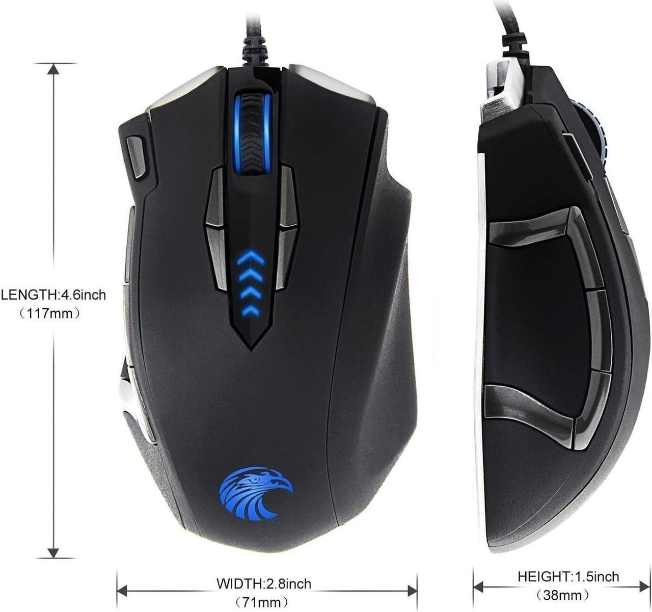 Alt view image 7 of 7 - Gaming Mouse with 14 Programmable Buttons, 10000 DPI High Precision Laser, Ergonomic Optical RGB Gaming Mice - Weight Tuning Set for Windows PC Gaming