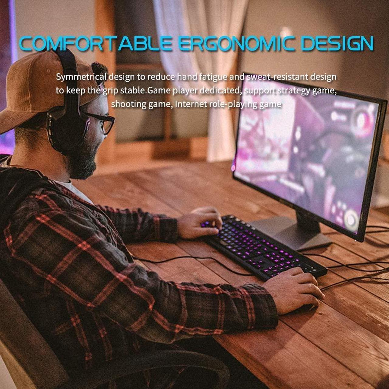 Alt view image 6 of 7 - Gaming Mouse with 14 Programmable Buttons, 10000 DPI High Precision Laser, Ergonomic Optical RGB Gaming Mice - Weight Tuning Set for Windows PC Gaming