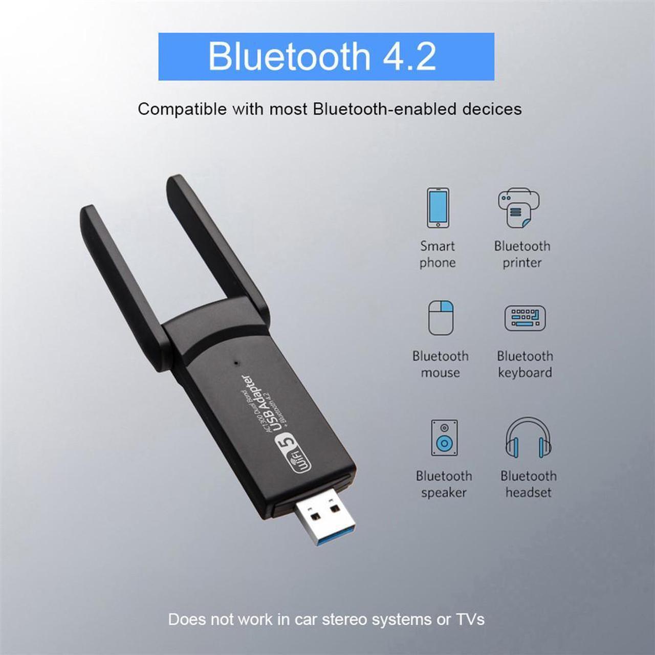 Alt view image 5 of 7 - USB WiFi Bluetooth Adapter 1300Mbps Dual Band 2.4/5Ghz Wireless Network External Receiver Mini USB WiFi Dongle for PC/Laptop/Desktop