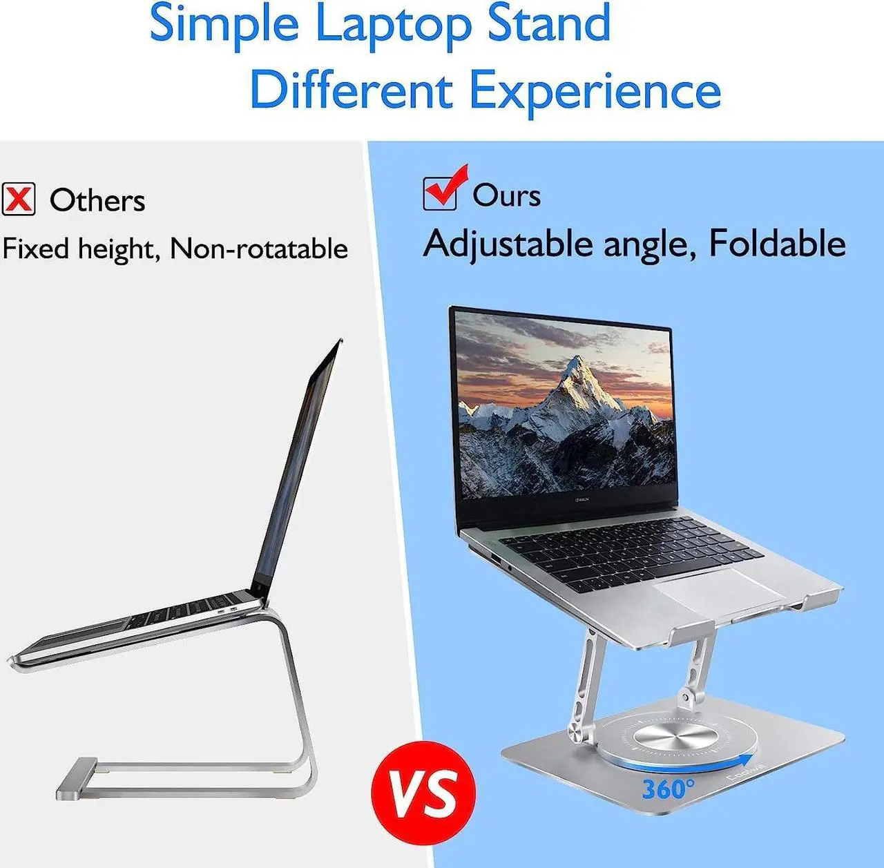 Alt view image 7 of 7 - Height Adjustable Laptop Stand with 360° Swivel Base, Sit to Stand Ergonomic Computer Stand, Portable Riser Holder Desk for Good Posture, Compatible with MacBook Pro, All Laptops 10-16"