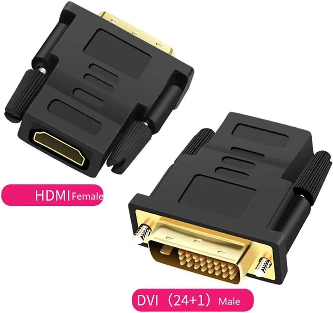 Alt view image 3 of 7 - 2-Pack DVI to HDMI Bi-Directional Adapter, DVI 24+1 Male to HDMI Female Converter, Support 1080P, 3D for PS3,PS4,TV Box,Blu-ray,Projector,HDTV
