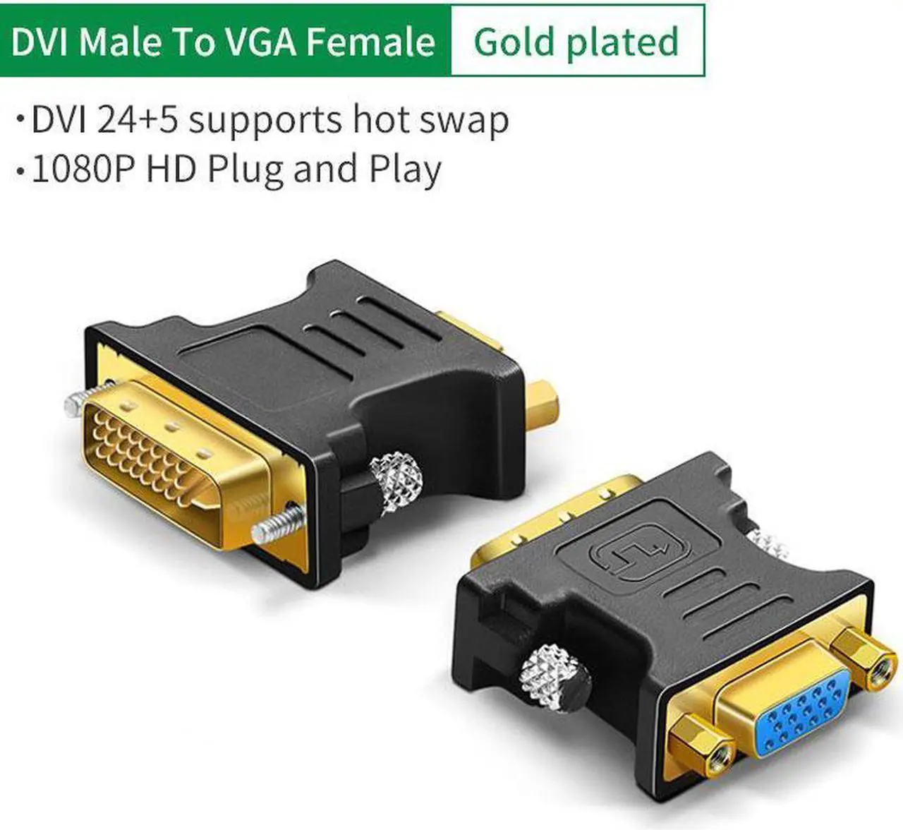 Alt view image 5 of 7 - [2-Pack] 1080P DVI To VGA Adapter, DVI to VGA Adapter Convertor For PC Computer Display Screen Projector TV DVI 24+5 Pin to VGA Adaptor