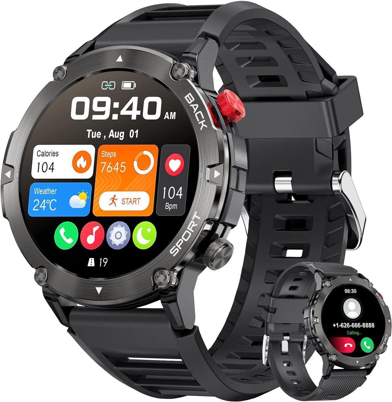 Main image of Sport Smart Watch for Men, Military Activity Tracker Smartwatch with Oxygen/Blood Pressure Monitor, IP67 waterproof Sports Fitness Watch Pedometer, Make and Answer Call Smartwatch for iOS Android
