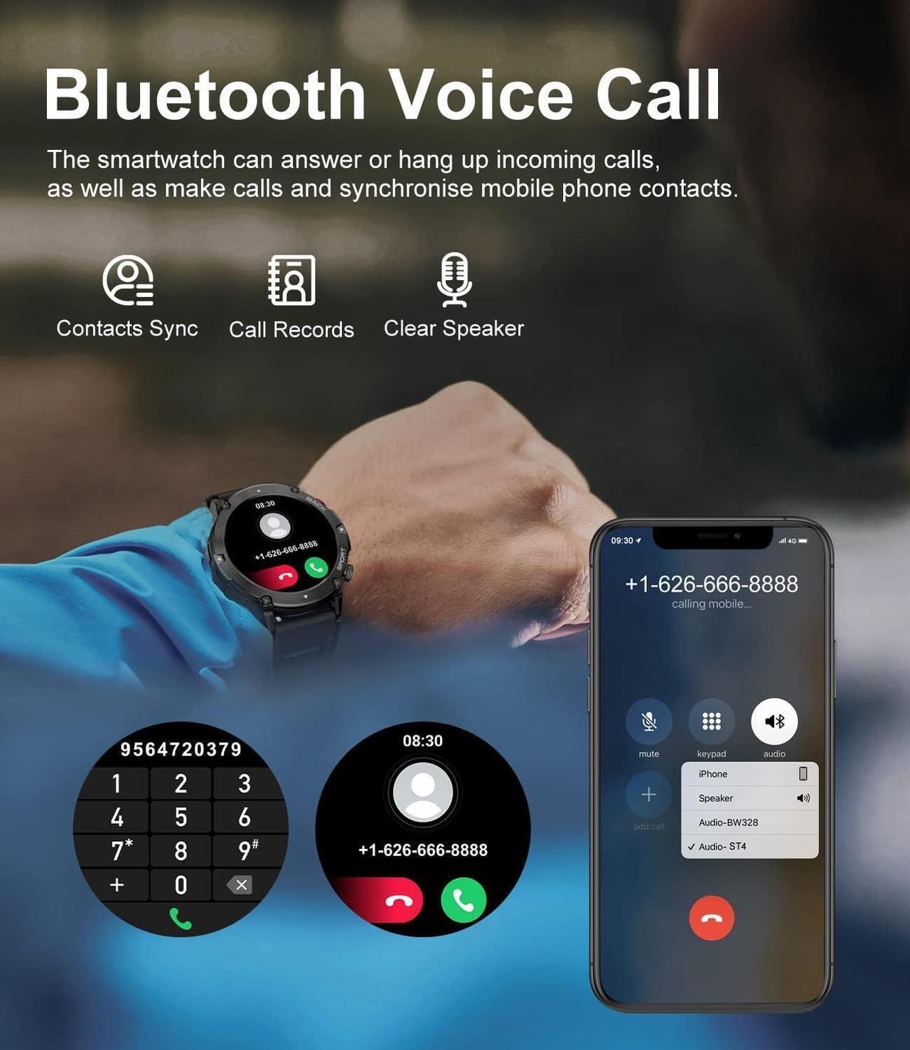 Alt view image 2 of 7 - Sport Smart Watch for Men, Military Activity Tracker Smartwatch with Oxygen/Blood Pressure Monitor, IP67 waterproof Sports Fitness Watch Pedometer, Make and Answer Call Smartwatch for iOS Android