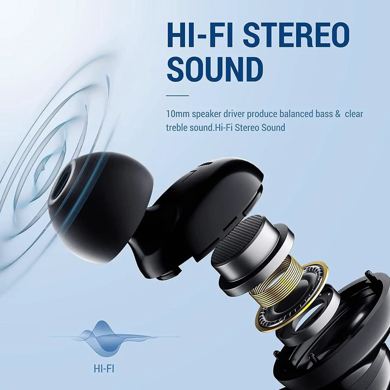 Alt view image 3 of 7 - True Wireless Earbuds, 35H Playtime, Volume Control, Bluetooth Headphones 5.0 Mini Stereo Headset with 4 Microphones, IPX7 Waterproof, Hi-Fi Sound, in Ear Earphones with Charging Case