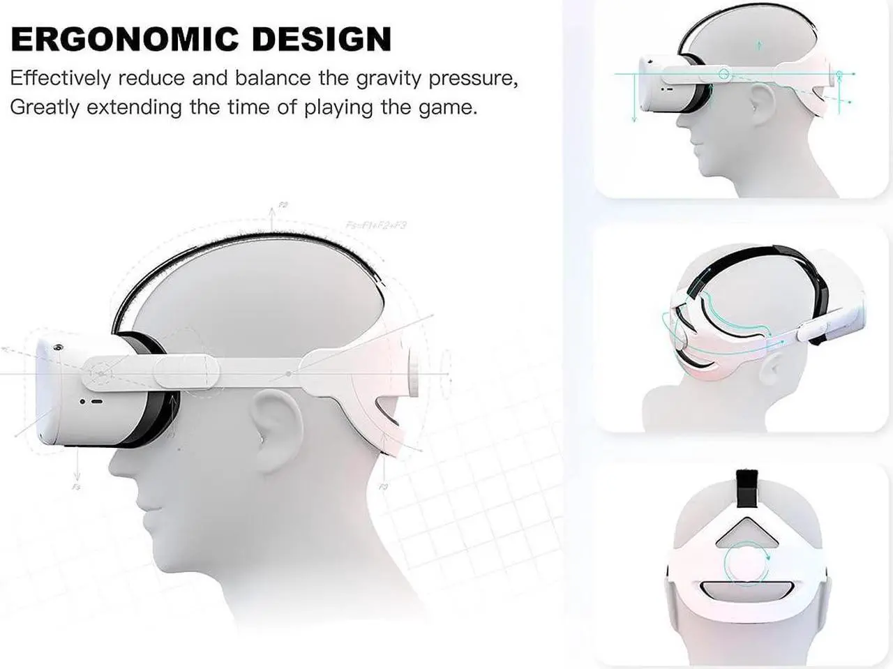 Alt view image 2 of 7 - Adjustable Head Strap for Oculus Quest 2, Replacement for Quest 2 Elite Strap Accessories for Enhanced Support and Comfort in VR Gaming,Suitable for Children and Adults (VR Headset Not Included)