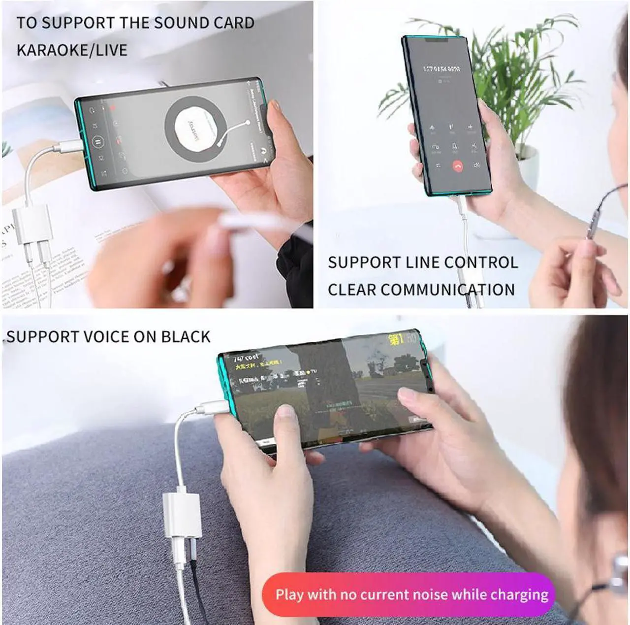 Alt view image 2 of 7 - USB C to 3.5mm Headphone Jack Adapter,Type C Fast Charge with Audio Aux Splitter Earphone Adaptor Compatible with Pixel , All Phones with Type C Interface