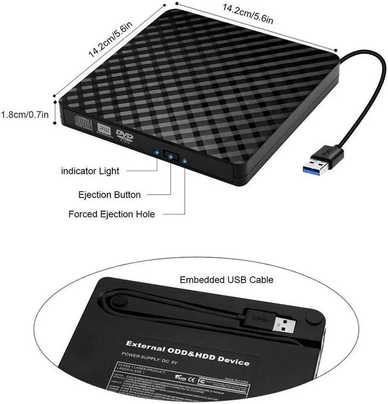 Alt view image 7 of 7 - External DVD Drive Portable USB 3.0 CD/DVD +/-RW VCD ROM Burner for Laptop Desktop Computer Optical Drives Computer Components