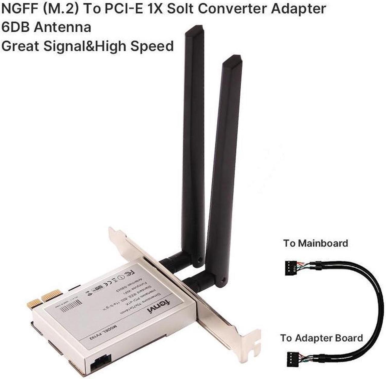 Alt view image 2 of 6 - FV-102 NGFF M.2 2230 Key A+E to Desktop PCI-E Wireless Adapter Converter for M.2 wifi Bluetooth Adapter Comptible with wifi 6E AX210 wifi 6 AX200 9260 8265 MT7921K PCI-e X1 X4 X8 X16 wifi Card