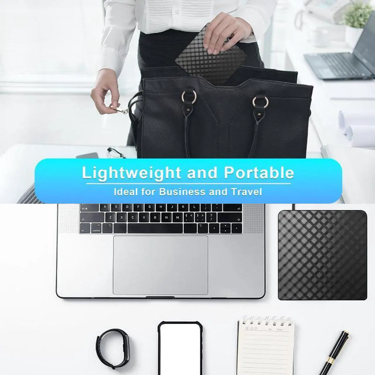 Alt view image 7 of 7 - 2023 New External CD DVD Drive, USB 3.0 & Type-C Portable CD ROM DVD +/-RW Optical Drive External CD/DVD Burner Player for Laptop, Desktop, MacOS, Windows 10/8/7 /XP/Linux (Black)