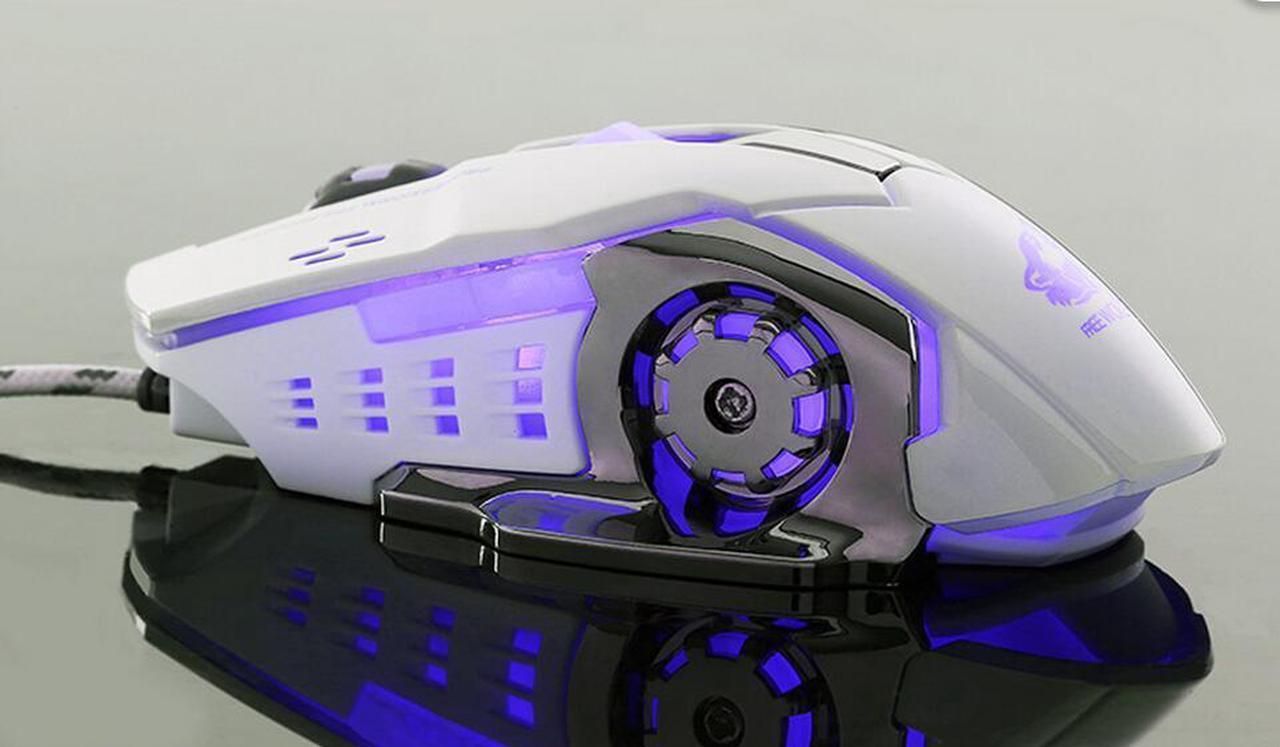 Alt view image 2 of 5 - Wired Gaming Mouse, 4000 DPI Metal Base Gaming Mouse Mice for PC Laptop Cuomputer Macbook Gamer White