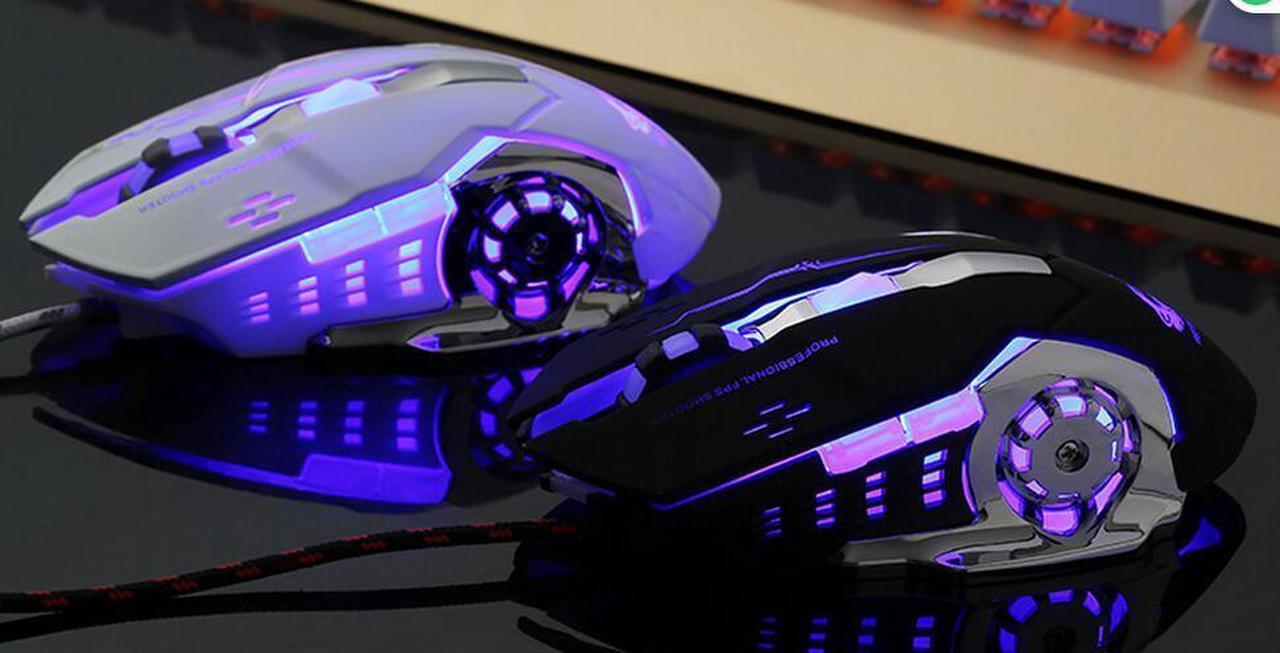 Alt view image 3 of 5 - Wired Gaming Mouse, 4000 DPI Metal Base Gaming Mouse Mice for PC Laptop Cuomputer Macbook Gamer White