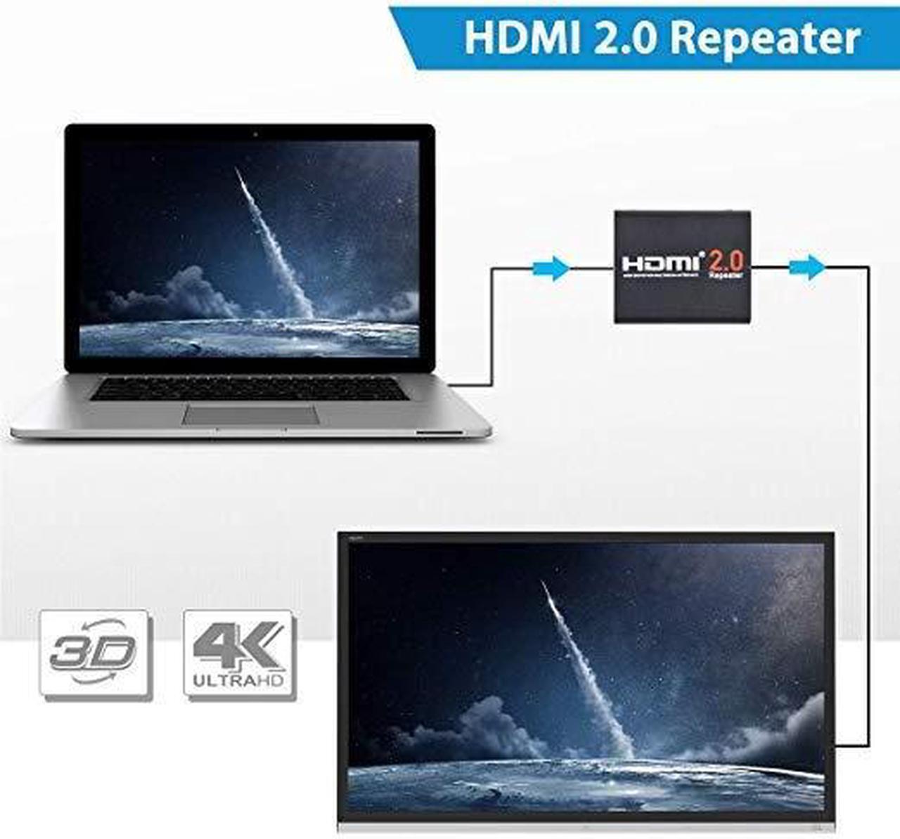 Alt view image 2 of 7 - HDMI Booster 2.0, 4K2K 1080P 3D HDMI Amplifier Repeater HDMI Powered Signal Amplifier Booster 18Gbps Bandwidth HDCP 2.2 Up to 60m/200ft Transmission Distance