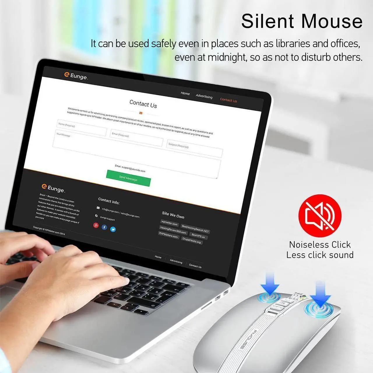 Alt view image 3 of 7 - Silent Bluetooth Wireless Mouse, Slim Travel Mouse with USB Receiver, 2.4G Wireless Bluetooth 5.1 Dual Mode 2400 DPI Quick Mute & Desktop Return Button, Rechargeable Mouse for PC Laptop Desktop