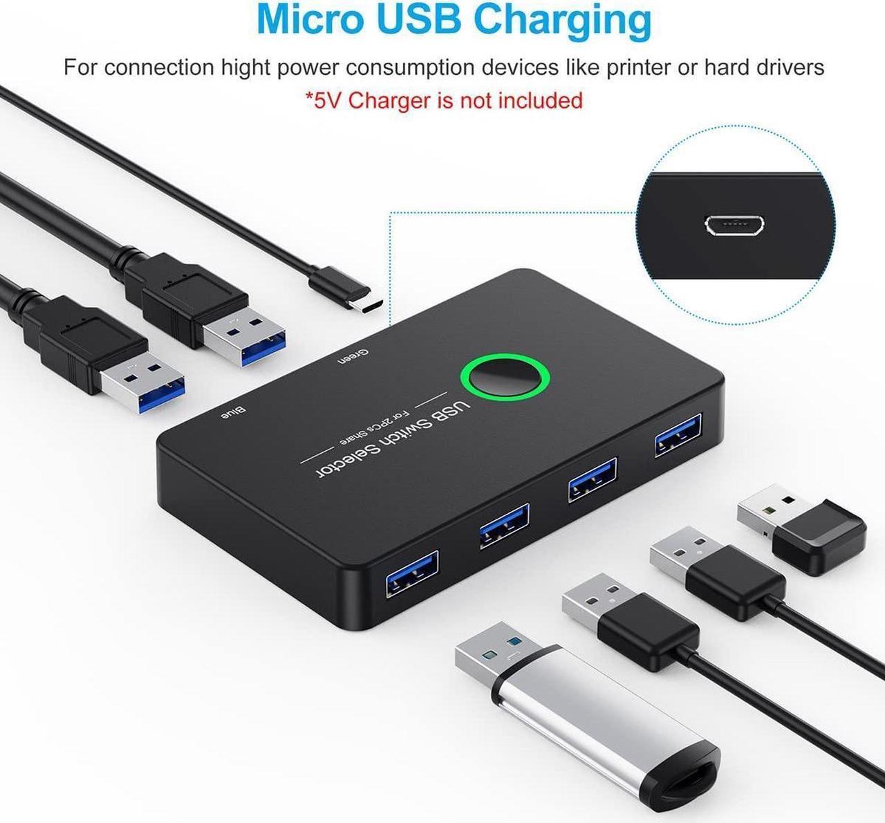Alt view image 6 of 7 - 2 in 4 Out Switch Selector, USB 3.0 2.0 Switcher KVM Switch for Windows10 PC Keyboard Mouse Printer 2 PCs Sharing 4 Devices USB Switch (Black)