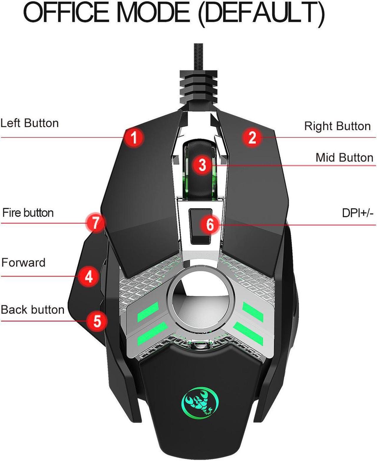 Alt view image 3 of 7 - Wired Gaming Mouse 6400DPI 7Key Macro Definition Programmable Wired Mouse Gamer Mice Breathing light for Computer Laptop PC PUBG