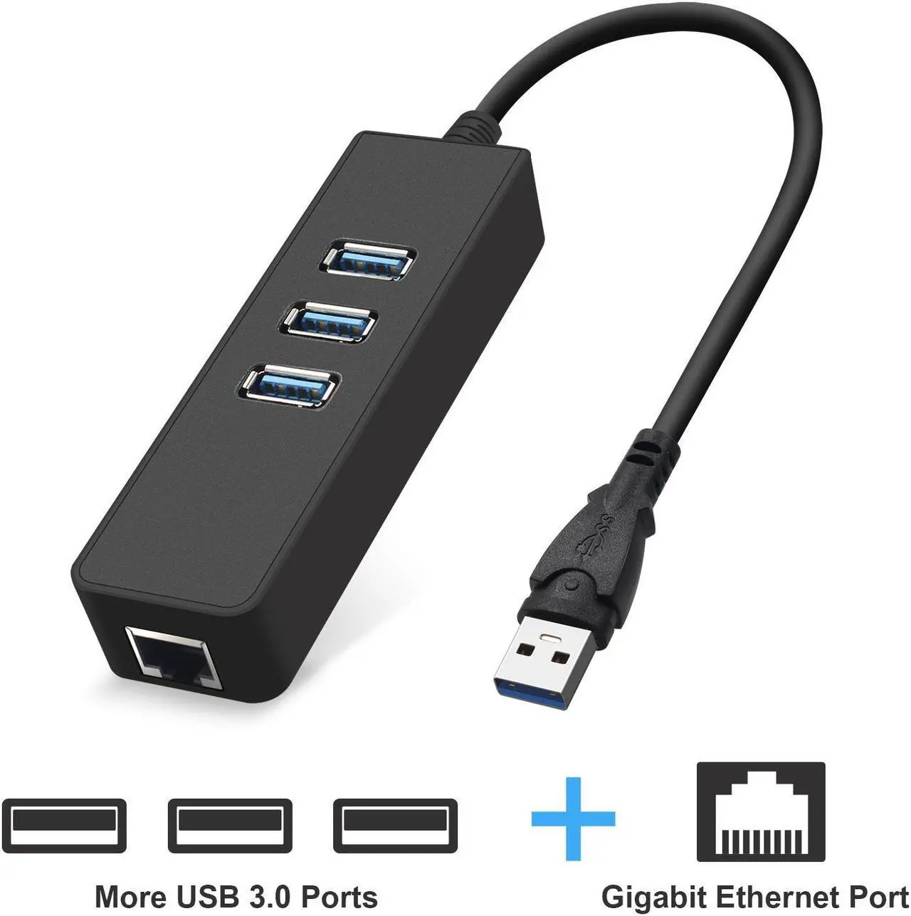 Main image of 3 Ports USB Hub USB 3.0 To RJ45 Gigabit Ethernet LAN Wired Network Adapter 10/100/1000 Mbps For Windows Mac Laptop
