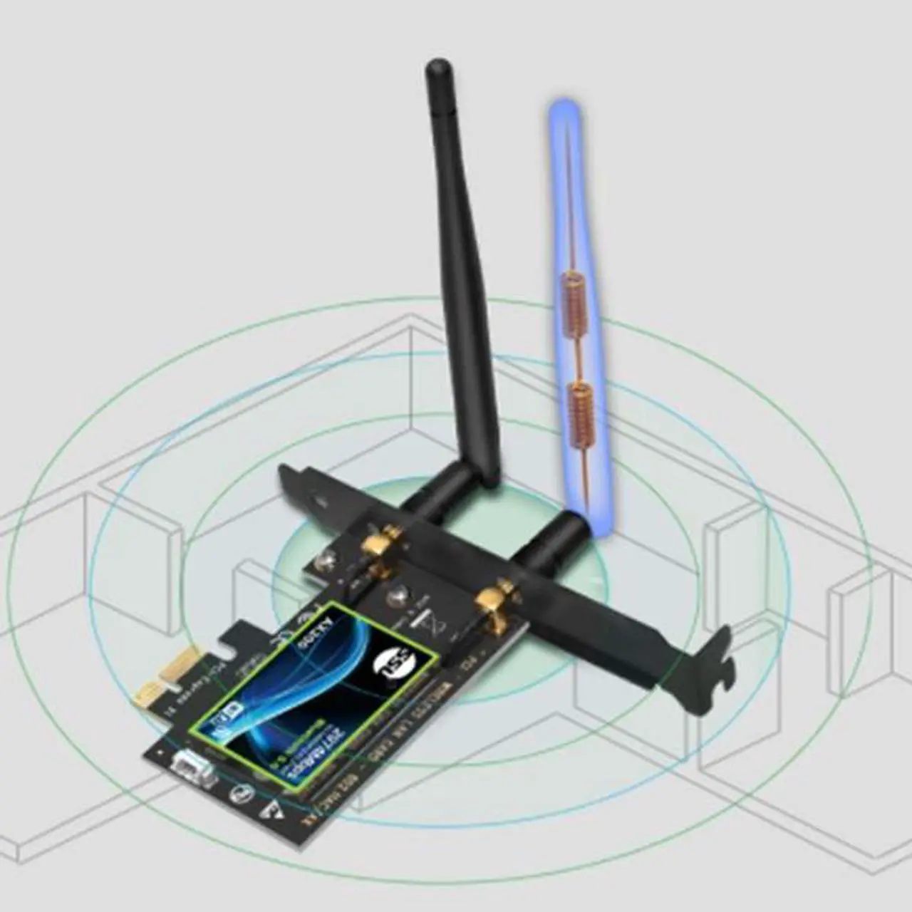 Alt view image 4 of 7 - Dual Band PCI Express WiFi Card Gigabit for Intel AX200 2.4G/5Ghz 802.11Ac/Ax 5.0 Bluetooth Adapter Only Support Window10