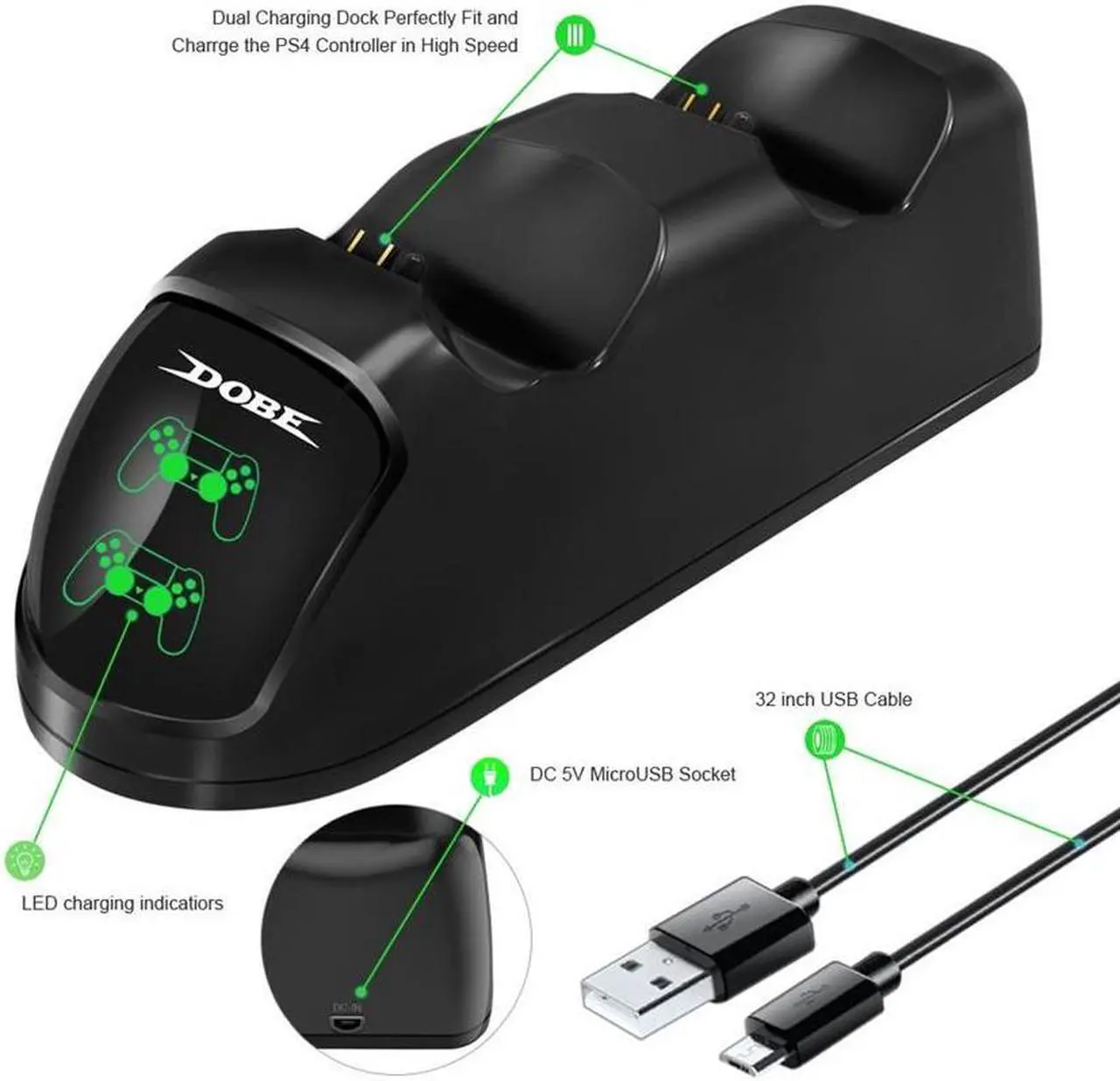 Alt view image 3 of 7 - PS4 Controller Joystick Handle USB Charger Stand Fast Charging Docking Station Gamepad for Playstation 4 PS4 Slim Pro Stand