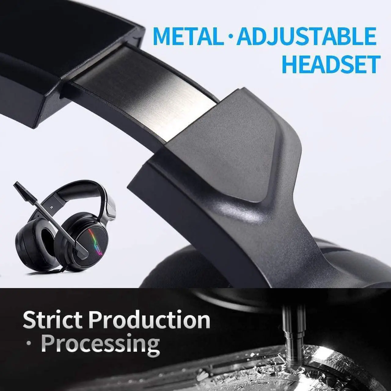 Alt view image 2 of 7 - USB PS4 Headset for Host Connection, 7.1 Surround Sound PC Gaming Headset with 1.95 Meter Cable and Noise Cancelling Mic Headphones for Laptops, Computer,Mac and Macbook with RGB Light