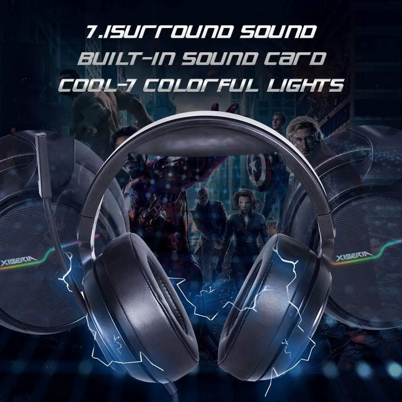 Alt view image 5 of 7 - USB PS4 Headset for Host Connection, 7.1 Surround Sound PC Gaming Headset with 1.95 Meter Cable and Noise Cancelling Mic Headphones for Laptops, Computer,Mac and Macbook with RGB Light