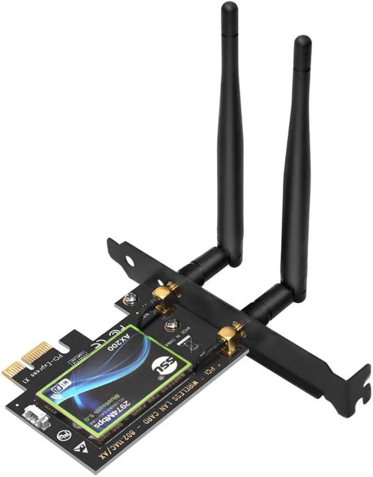 Alt view image 6 of 7 - WiFi 6 Card Bluetooth 5.0 Wireless Adapter 3000Mbps AX200 Dual-band PCI-E Network WiFi Adapter Card Dual Band 5.8GHz/2.4GHz Antennas for Desktop/PC Gaming Supports Windows 10 (64bit)