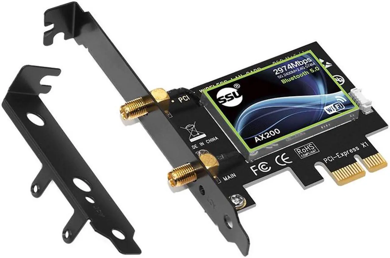 Alt view image 7 of 7 - WiFi 6 Card Bluetooth 5.0 Wireless Adapter 3000Mbps AX200 Dual-band PCI-E Network WiFi Adapter Card Dual Band 5.8GHz/2.4GHz Antennas for Desktop/PC Gaming Supports Windows 10 (64bit)