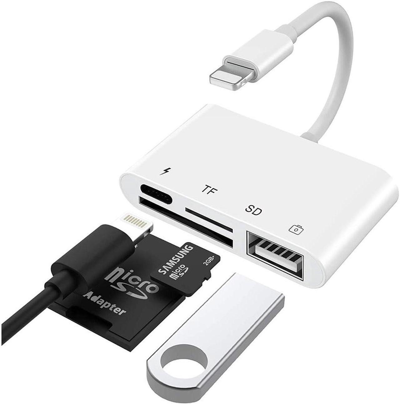 Main image of Lightning Adapter SD Card Reader for iPhone iPad, 4 in 1 USB OTG Camera Connection Kit with Camera Memory Reader, SD &TF Dual Slot Card, Power Delivery, Compatible with iPhone Xs Max/Xs/XR/X/8/7/6s/6