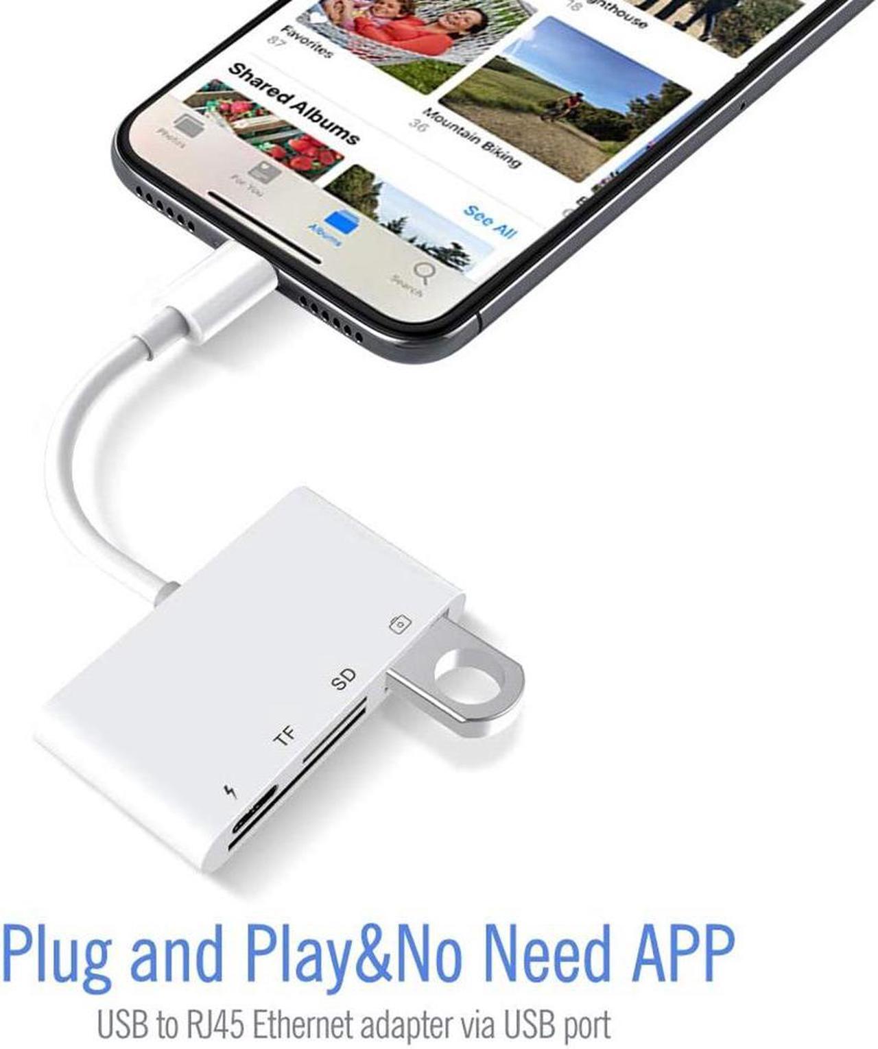 Alt view image 3 of 7 - Lightning Adapter SD Card Reader for iPhone iPad, 4 in 1 USB OTG Camera Connection Kit with Camera Memory Reader, SD &TF Dual Slot Card, Power Delivery, Compatible with iPhone Xs Max/Xs/XR/X/8/7/6s/6