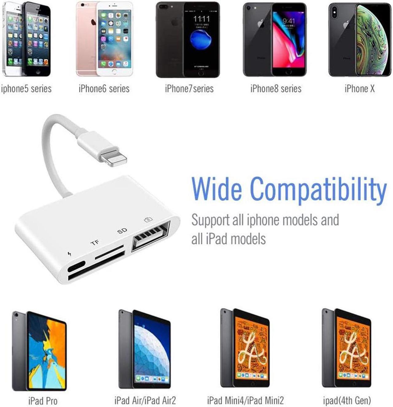 Alt view image 5 of 7 - Lightning Adapter SD Card Reader for iPhone iPad, 4 in 1 USB OTG Camera Connection Kit with Camera Memory Reader, SD &TF Dual Slot Card, Power Delivery, Compatible with iPhone Xs Max/Xs/XR/X/8/7/6s/6